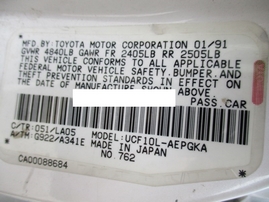 1991 LEXUS LS400 WHITE 4.0L AT Z15118